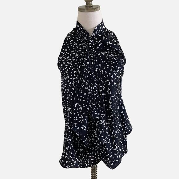 Diane Von Furstenberg Black and White Printed 100% Silk Sleeveless Blouse Size 2 - Picture 1 of 9